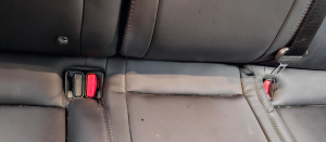 seat belt buckles in rear seat of car